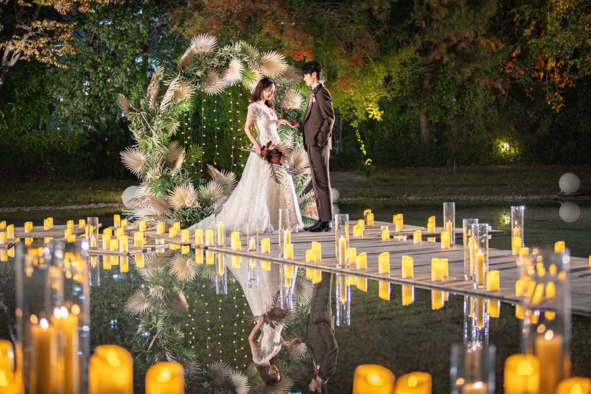 奈良　結婚式　ナチュラル　ガーデン ナイトウェディング